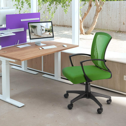 (2, Green) Office Chair Ergonomic Computer Desk Mesh Chair Mid Back Swivel Lumbar Support with Armrest