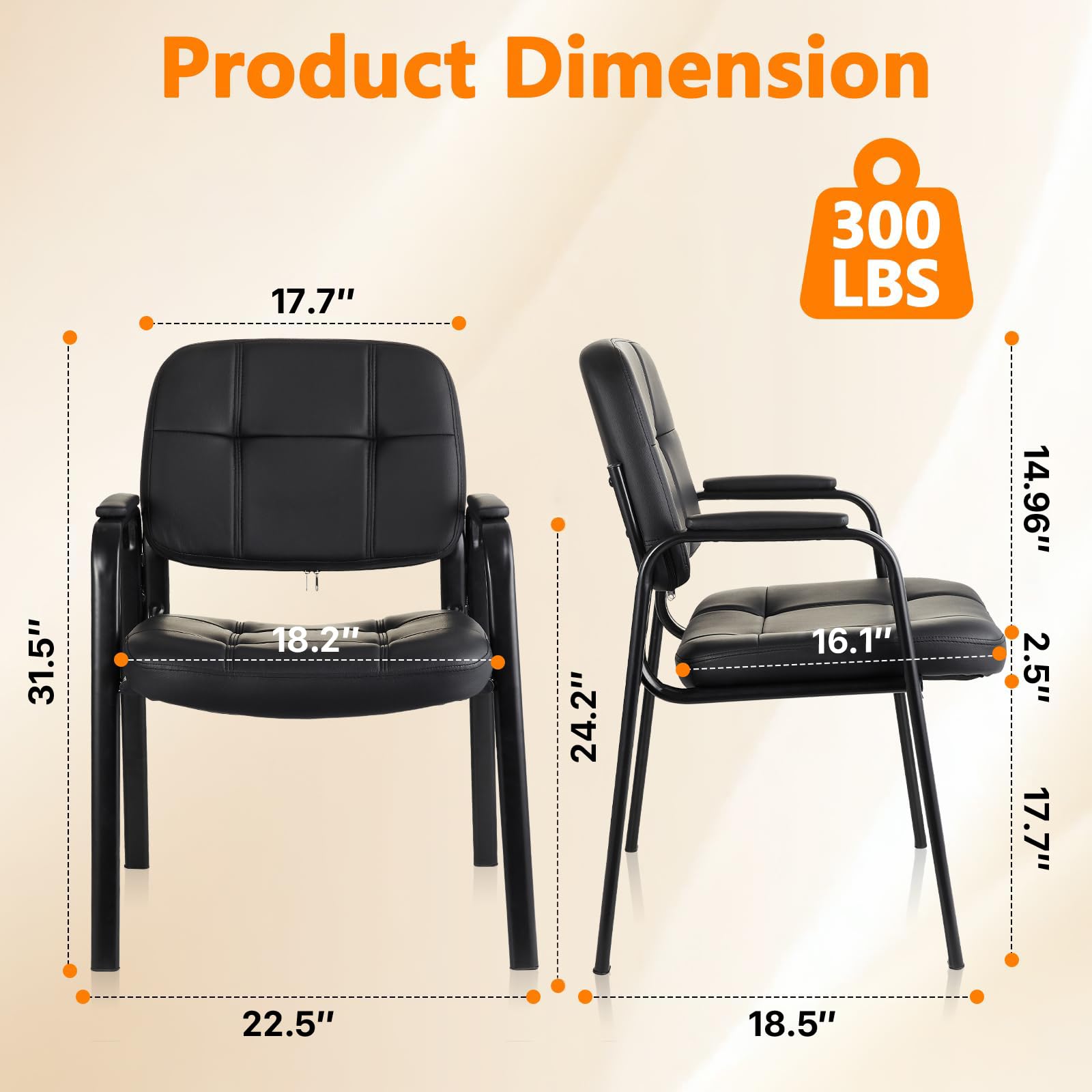 4 Pack, Waiting Room Guest Chair with Bonded Leather Padded Arm Rest for Office Reception and Conference Desk Black