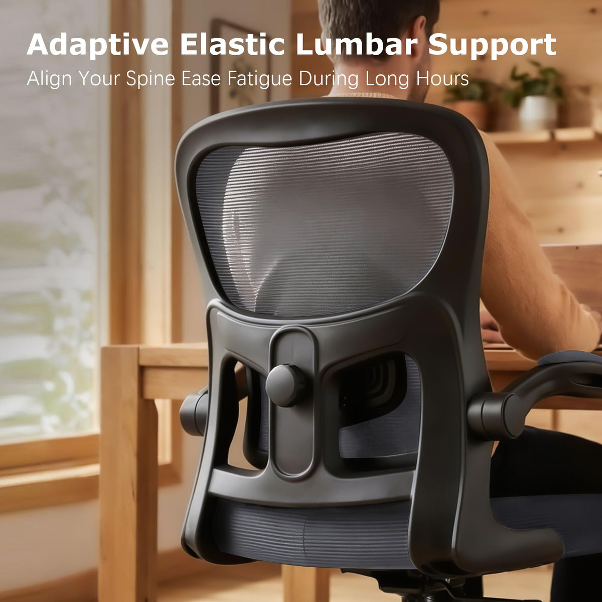 Office Chair Ergonomic Desk Chairs with Adjustable Lumbar Support& Headrest Hanger, High Back Breathable Mesh Chair with Wheels, Rolling Swivel Comfy Task Computer Chair for Home Work Gaming