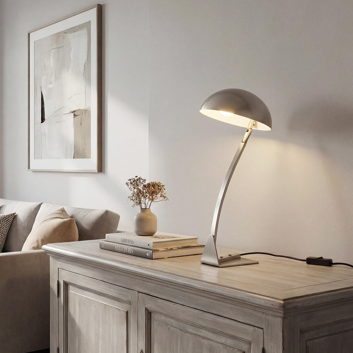 18.4" Metal Desk Lamp Modern Industrial Table Lamp, Adjustable Neck Architect Lights (3000K) with On/Off Switch, Bedside Reading Lamps for Office Bedroom Study Room Side Table (Nickel)