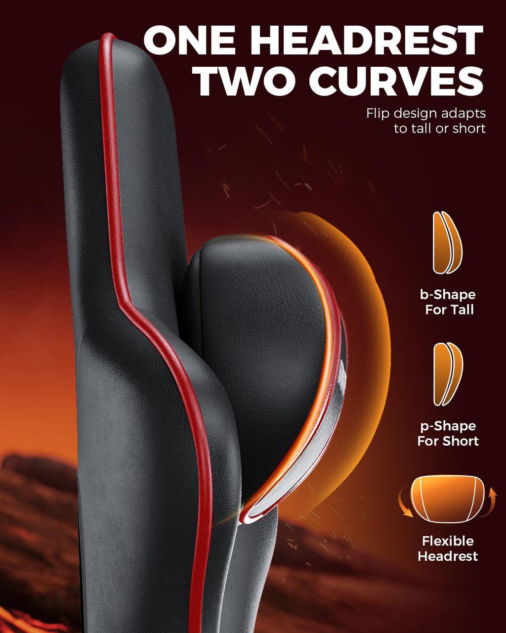 Gaming Chair, Computer Office Chair with Pocket Spring Cushion, Linkage Armrests, Comfortable Leather Computer Chair, Black & Red