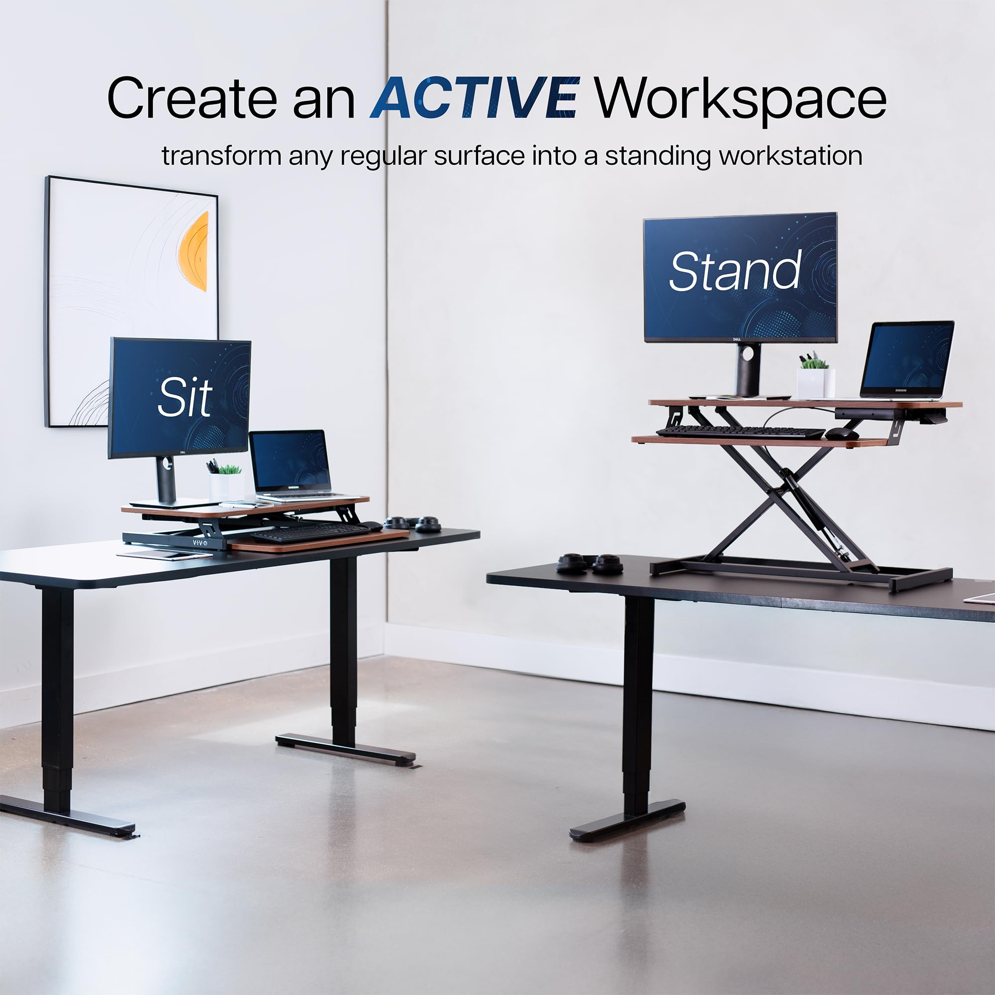 Dark Walnut 32 inch Stand Up Desk Riser