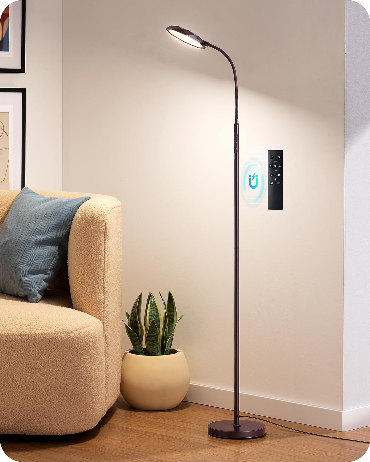 Modern LED Floor Lamp 1300LM Floor Lamps for Living Room Brown