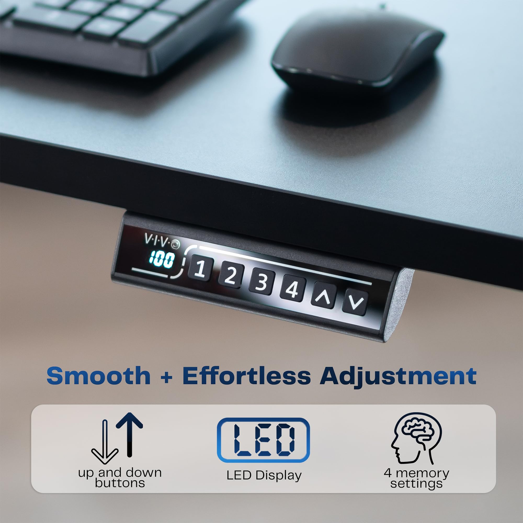 Electric 48 x 30 in Standing Desk, Memory Height Adjustment, 1B Series, Holds 220 lbs, One-Piece Dark Walnut Top, White Frame