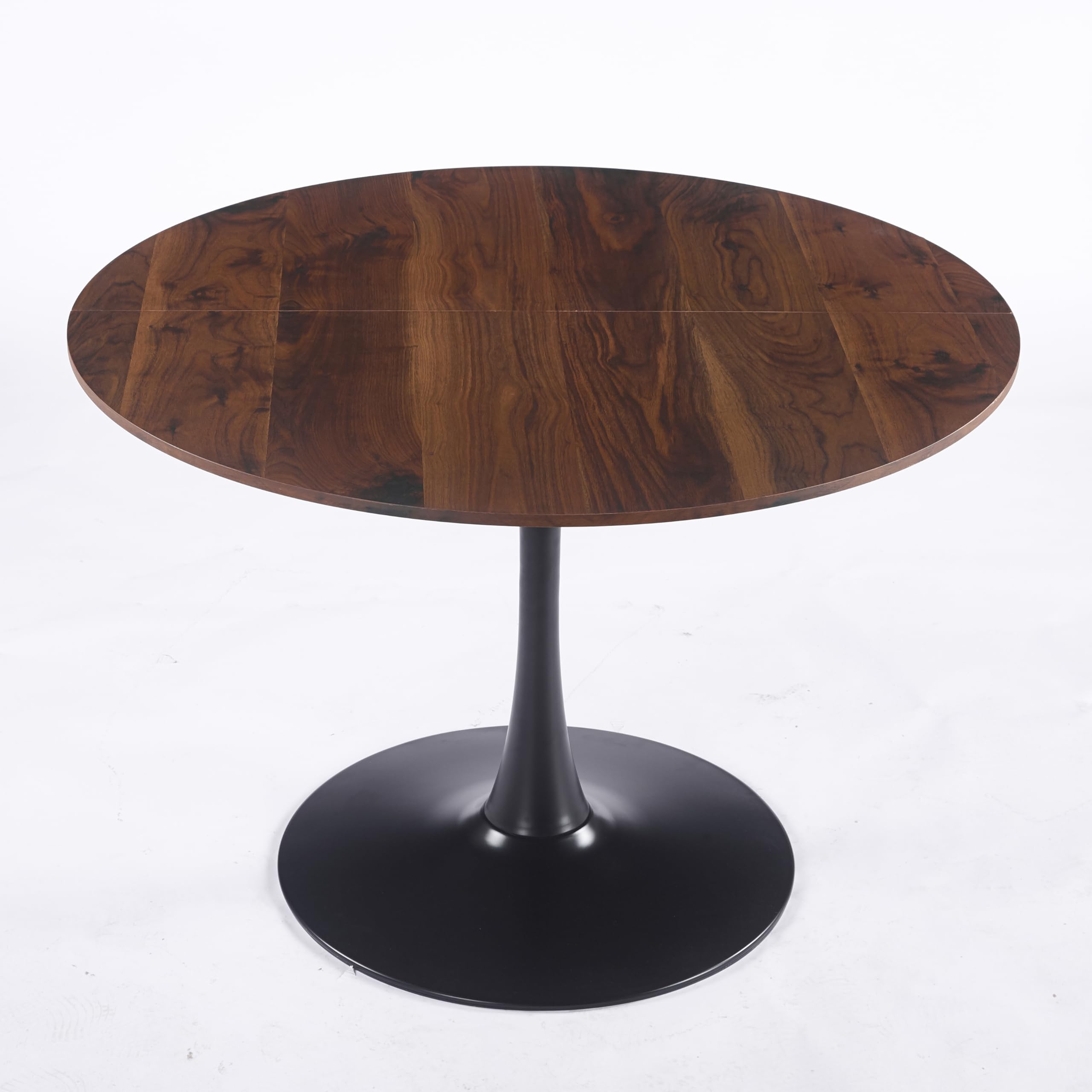 Sybrioka 42" Tulip Table for 4-6 Persons Modern Round Dining Room Table, Mid-Century Modern Walnut Small Kitchen Table with MDF Wooden Top, Leisure Coffee Table for Living Room, Dining Room, Office
