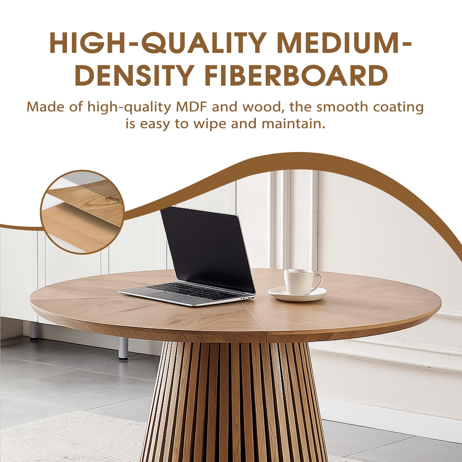 47.2 Inch Round Tulip Dining Table, Circle Kitchen Table for 2-4 People for Kitchen Dining Room