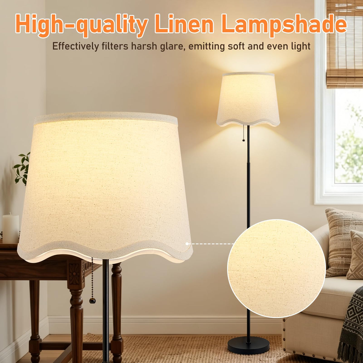 Floor Lamps for Living Room & Bedroom, 60" Modern Tall Standing Lamp, 3CCT