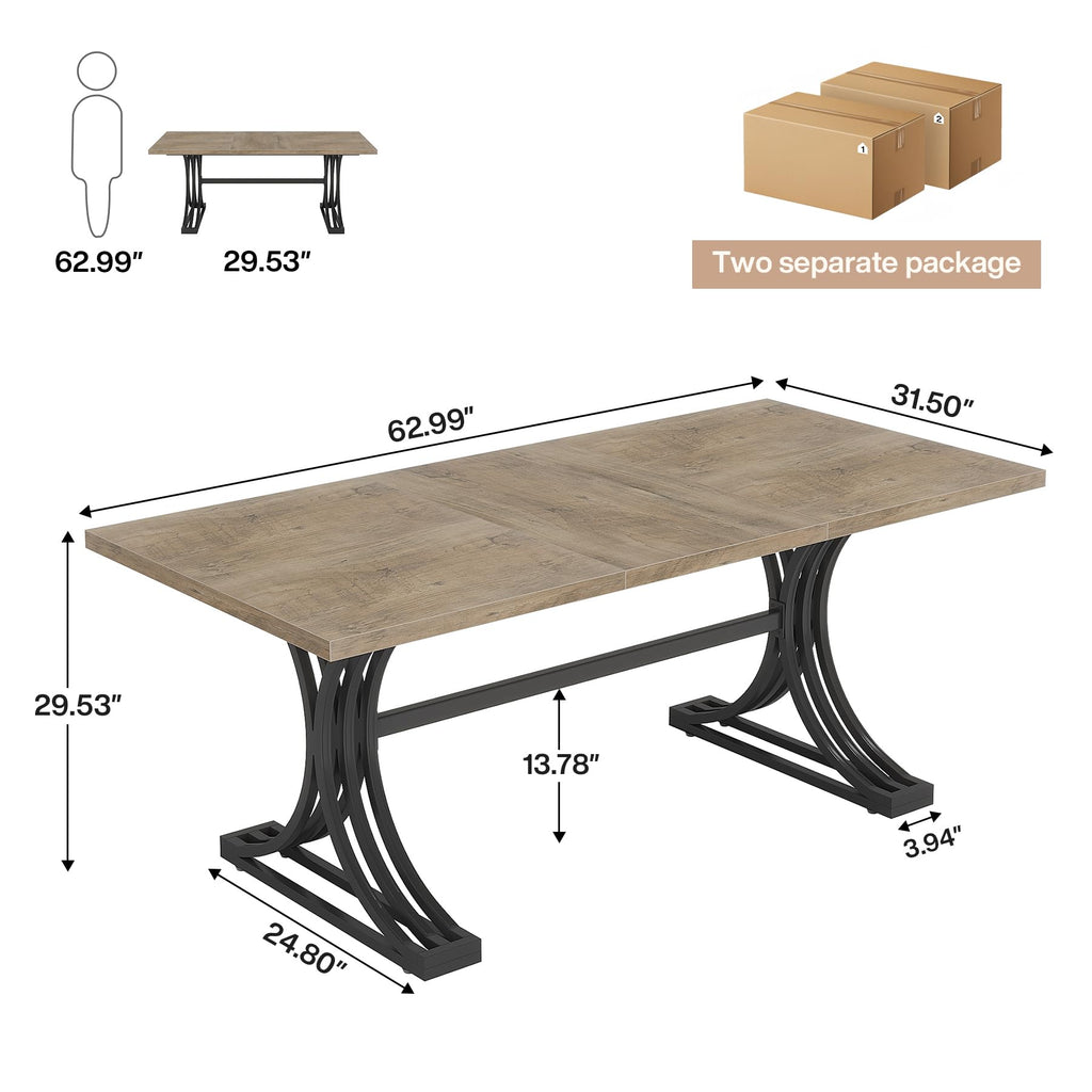 10.5FT Conference Table, Modern Meeting Table for 8-10 People, Rectangle Seminar Boardroom Table for Office Conference Room with Stylish Legs (2, Grey + Black)