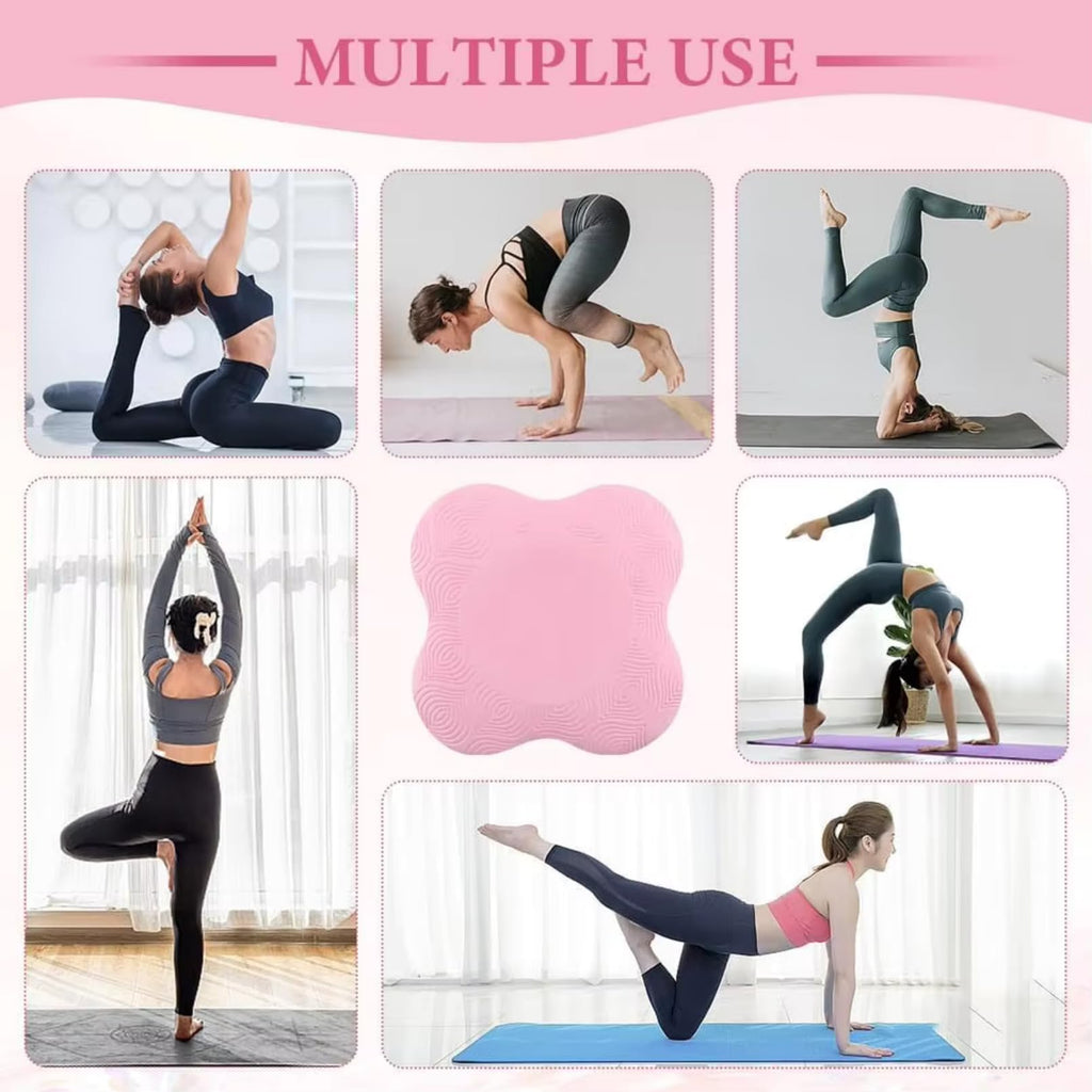 Yoga Knee Guards (Set of 2) - Male and Female Yoga Props and Accessories for Fitness, Travel, Meditation, Kneeling, Balance, Floor, Pilates Pads for Knee and Elbow (Pink)