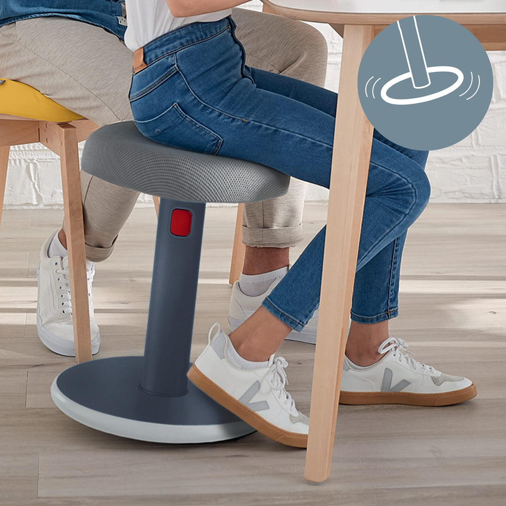 Sit Stand Stool, Ergonomic Height Adjustable 46cm to 79cm Wobble Stool, Round Swivel Office Desk Chair/Stool, Ergo Cosy Range, Velvet Grey