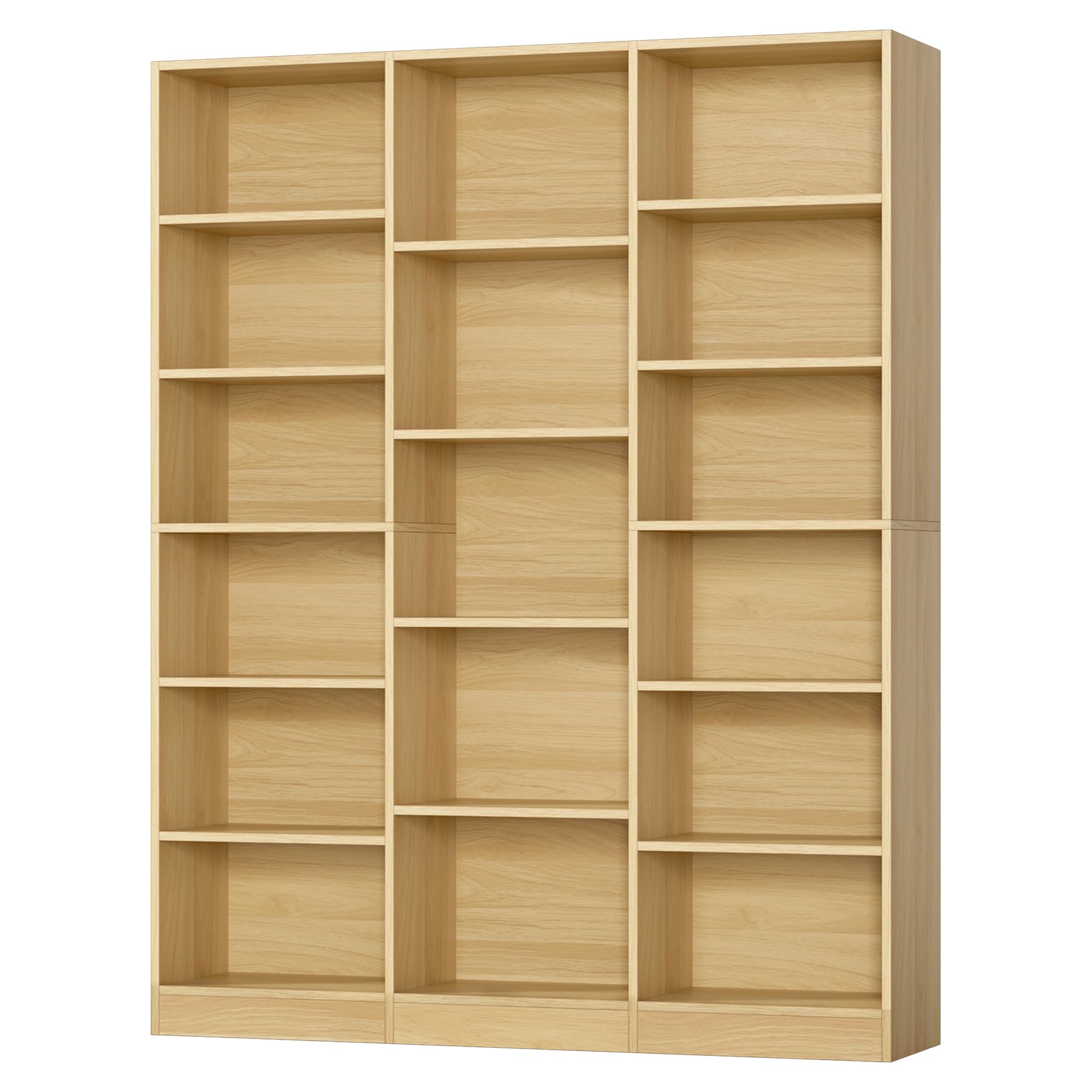 Triple Wide Bookshelf, Large Bookshelf with 17 Display Shelves