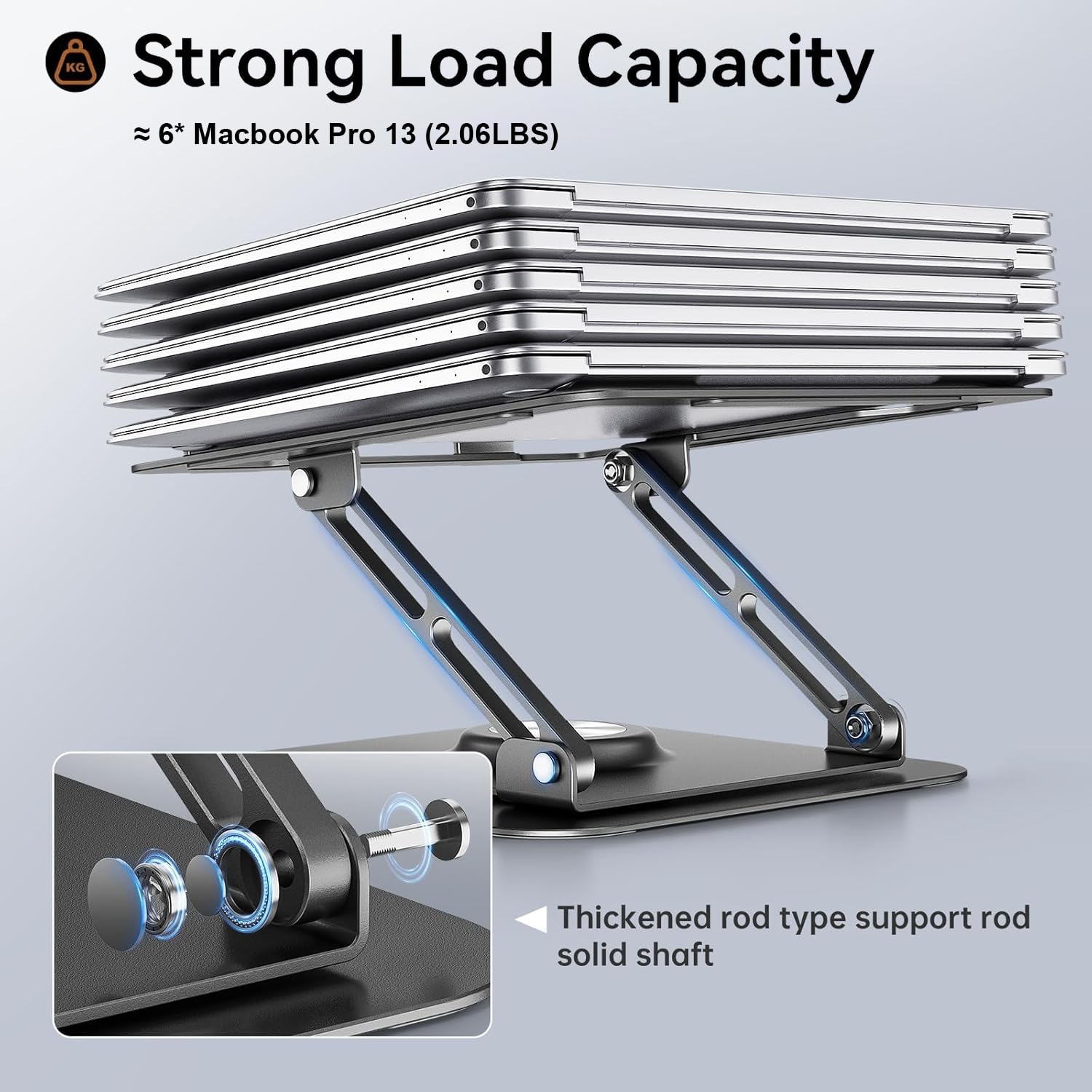 Laptop Stand for Desk, Adjustable Computer Stand with 360° Rotating Base, Ergonomic Laptop Riser for Collaborative Work, Foldable & Portable Laptop Stand, fits for All 10-16" Laptops
