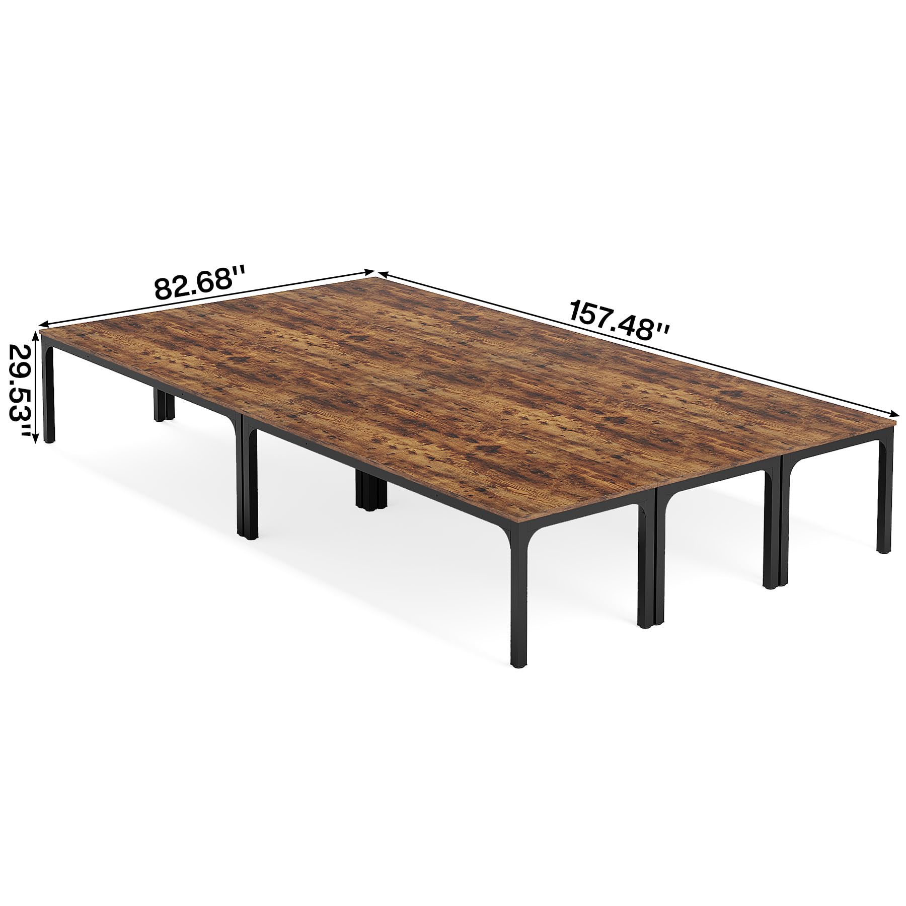 6.5 FT Conference Room Table, 78.74" W x 27.56" D Large Office Conference Table, Modern Seminar Meeting Table Desk for Boardroom, Meeting Room (6, Rustic Brown)