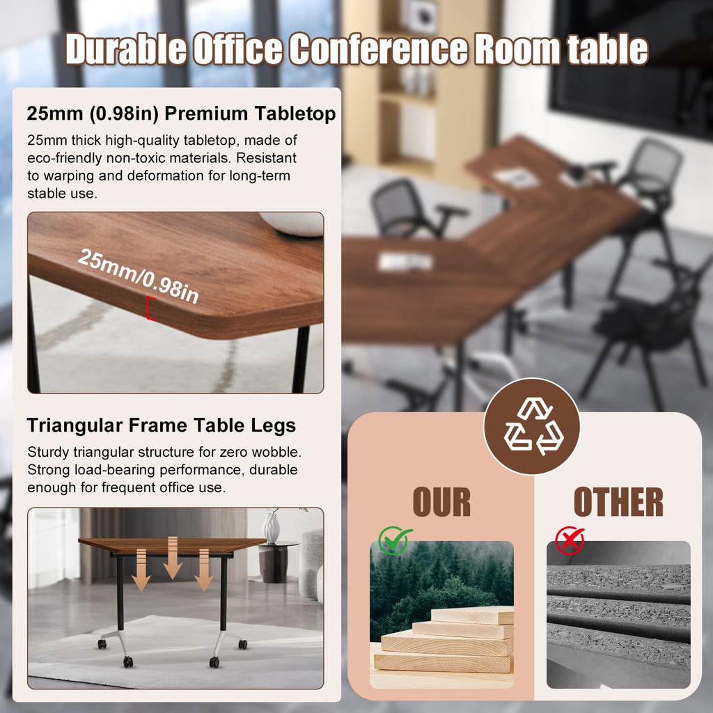 Folding Conference Table, 4 Pack Modern Flip Top Mobile Training Tables