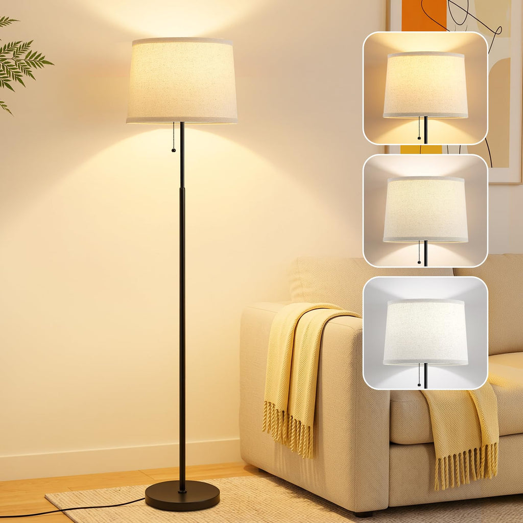 Floor Lamps for Living Room & Bedroom, 60" Modern Tall Standing Lamp, 3CCT