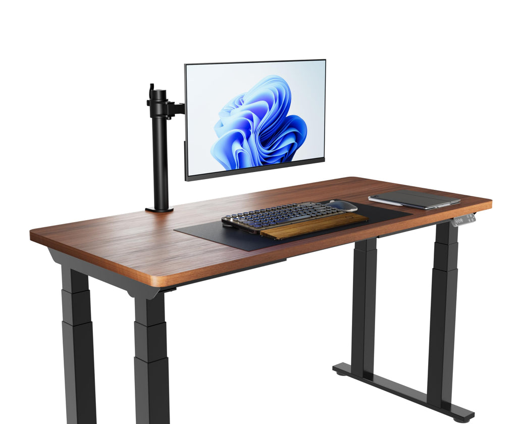 Single Computer Monitor Stand with Cable Management, Height Adjustable VESA Desk Arm Mount, Fully Adjustable Tilt and Rotation, Steel, Black, Fits 13-30" Screens