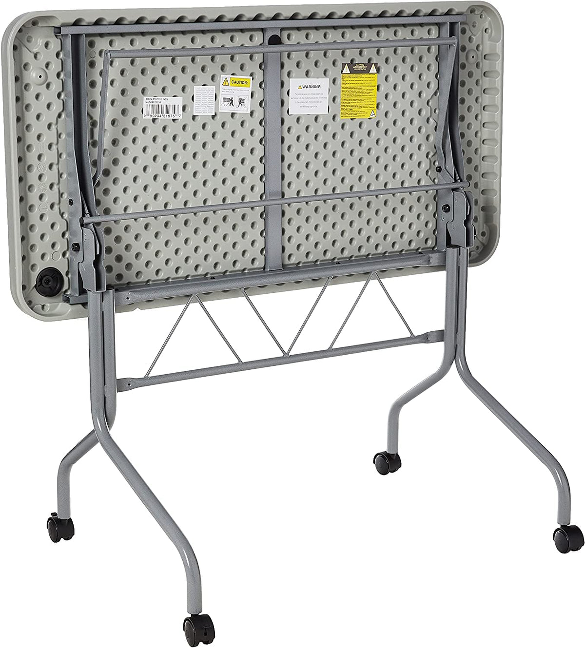 Resin Multipurpose Flip Training Table with Locking Casters for Home or Office, 4 Feet Light Gray