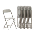 Set of 10, Hercules Series Plastic Folding Chairs for Parties and Weddings, Stackable Commercial Event Seats, Beige