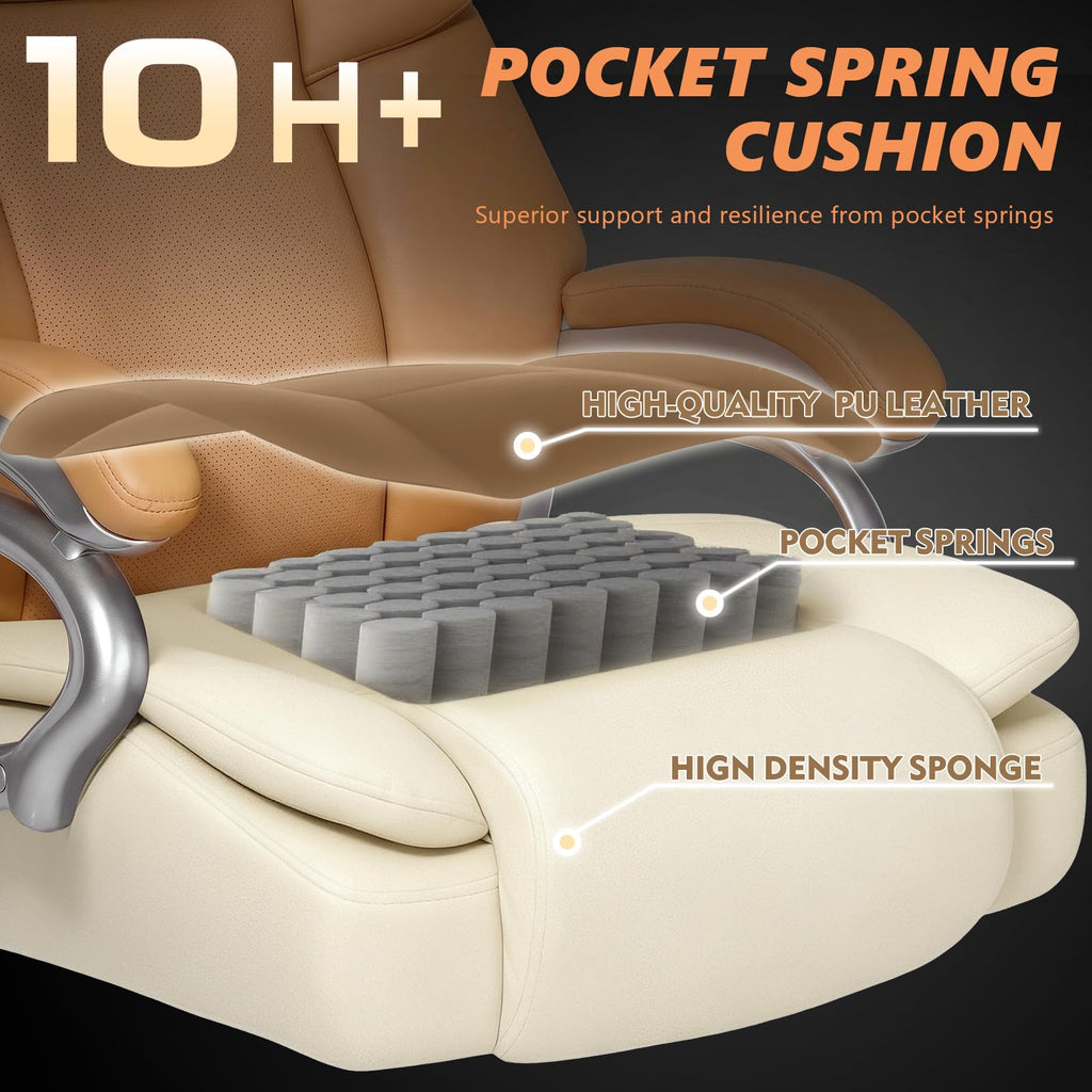 Indulgear 500lbs Big and Tall Office Chair for Heavy People,Heavy Duty Comfy Office Chair,High Back Executive Computer Chair with Lumbar Support, Rubber Wheel