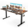 Standing Desk, 55x28 Inches Sit Stand Home Office Desk, Electric Stand up Desk, Adjustable Desk with Splice Board, Black Frame/Black Walnut Top