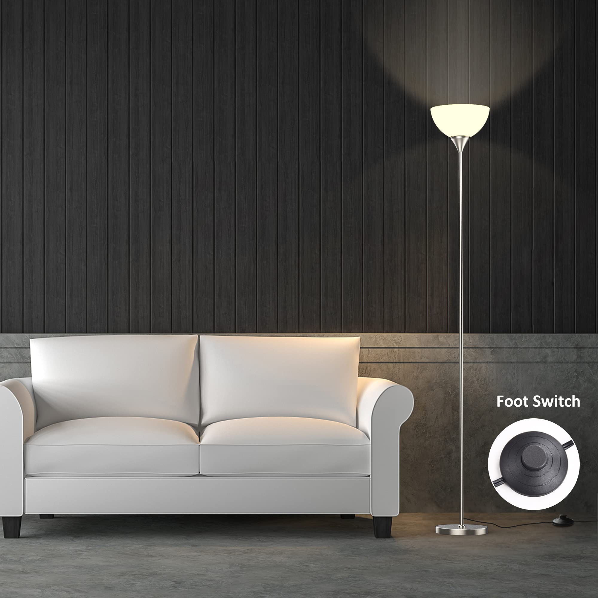 Floor Lamp, Remote Control with 4 Color Temperatures, Torchiere Floor lamp for Bedroom, Standing Lamps for Living Room, Bulb Included (Brushed Nickel)