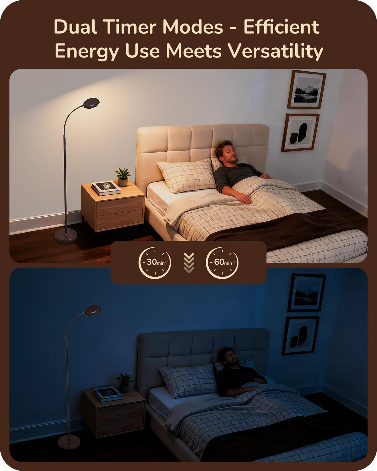Modern LED Floor Lamp 1300LM Floor Lamps for Living Room Brown