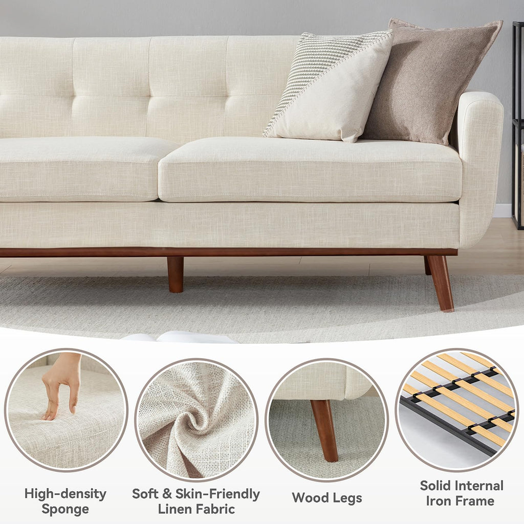 77.2" W Loveseat Sofa, Solid & Easy to Install Small Couch for Bedroom Office Apartment, Beige
