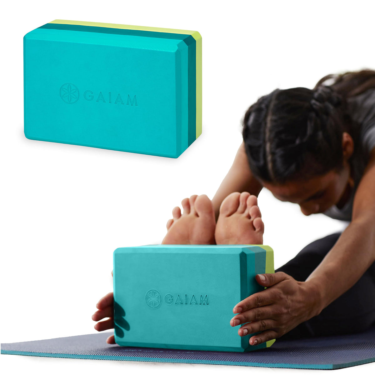 Yoga Block - Supportive Latex-Free Eva Foam - Soft Non-Slip Surface With Beveled Edges For Yoga, Pilates, Meditation - Yoga Accessories For Stability, Balance, Deepen Stretches (Teal Tonal)