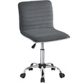 Velvet Low Back Armless Ribbed Office Chair Height Adjustable Swivel Task Chair Dark Gray