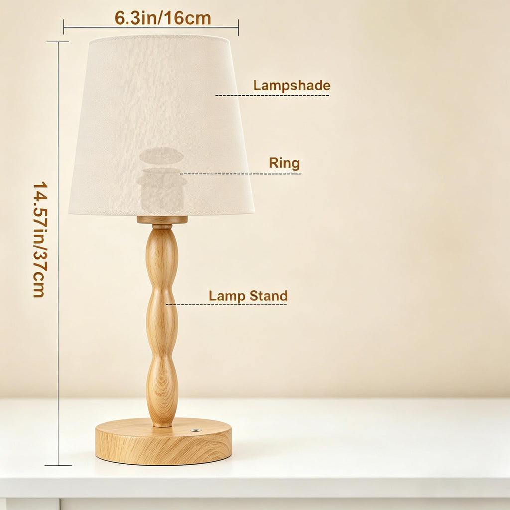 Rechargeable Cordless Table Lamp, 5000mAh Battery Powered Touch Desk Lamp, 3-Level & Stepless Dimmable Night Light, Portable Bedside Lamp for Bedroom, Outdoor, Bulb Included, Wood Grain