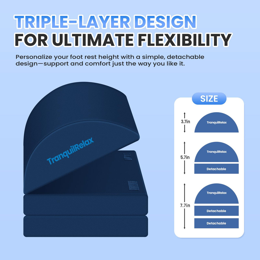 Foot Rest for Under Desk at Work, Gaming Accessories Foot Stool with 3 Adjustable Heights & Washable Cover, Comfortable Office Desk Accessories, Footrest for Office, Home and Car (Blue)