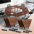 Folding Conference Table, 2 Pack Modern Flip Top Mobile Training Tables