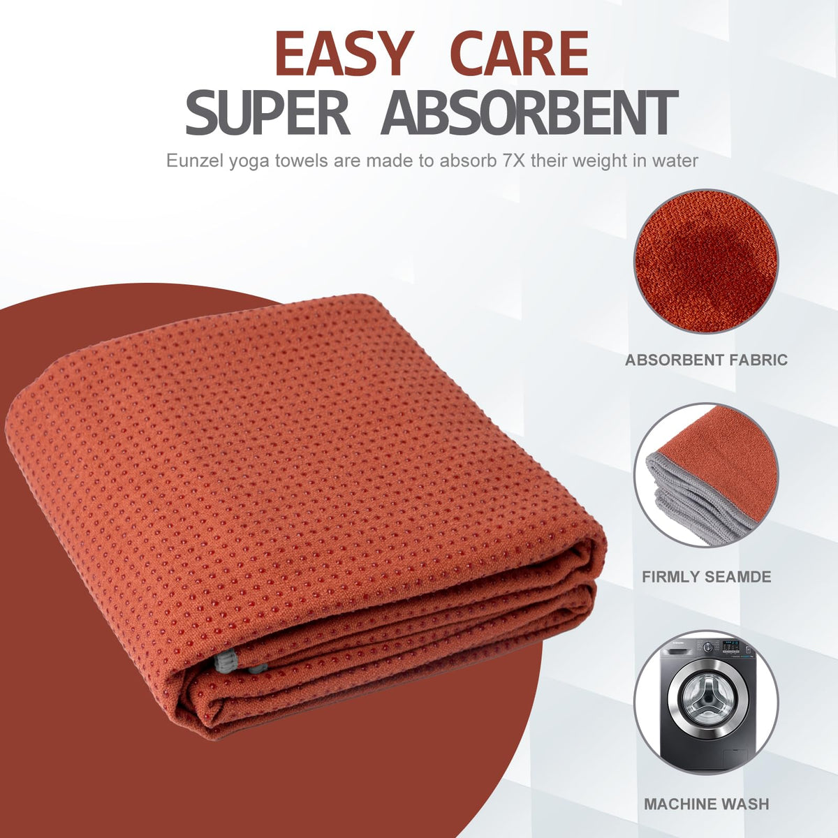 Non Slip Hot Yoga Mat Towel with Grip Dots, 72" x 24"