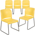 HERCULES Series 5 Pack 880 lb. Capacity Yellow Full Back Contoured Stack Chair with Gray Powder Coated Sled Base