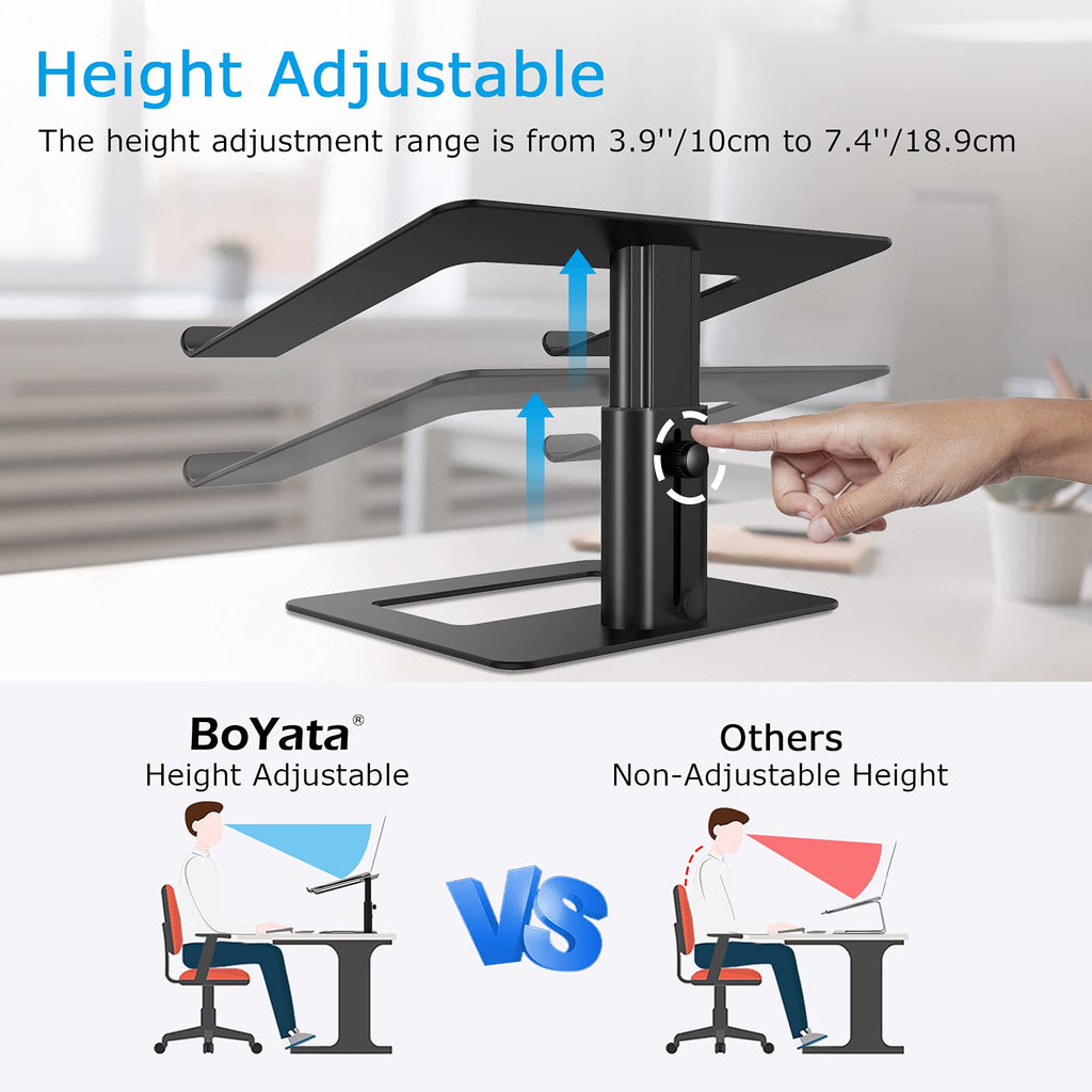 Laptop Stand, Ergonomic Aluminum Height Adjustable Computer Stand Laptop Riser Holder for Desk, Compatible with MacBook Pro/Air, Dell, Lenovo, HP, Samsung, More Laptops 11-17"