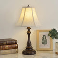 Traditional Table Lamp, Brown Farmhouse Desk Lamp with Fabric Shade