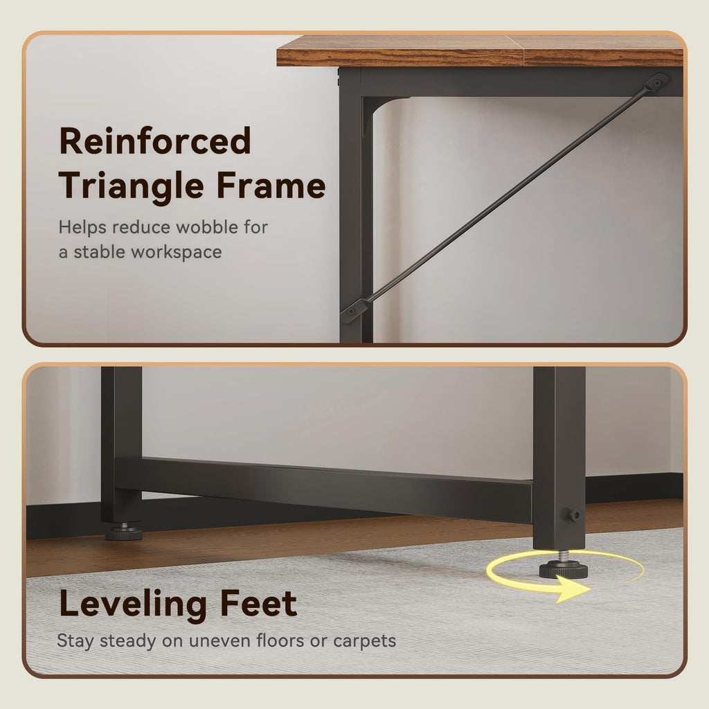 79 Inch Large Computer Desk with Power Outlet, Extra Long Desk for Home Office & Gaming, Spacious Writing Table for Study and Crafting, Rustic Brown
