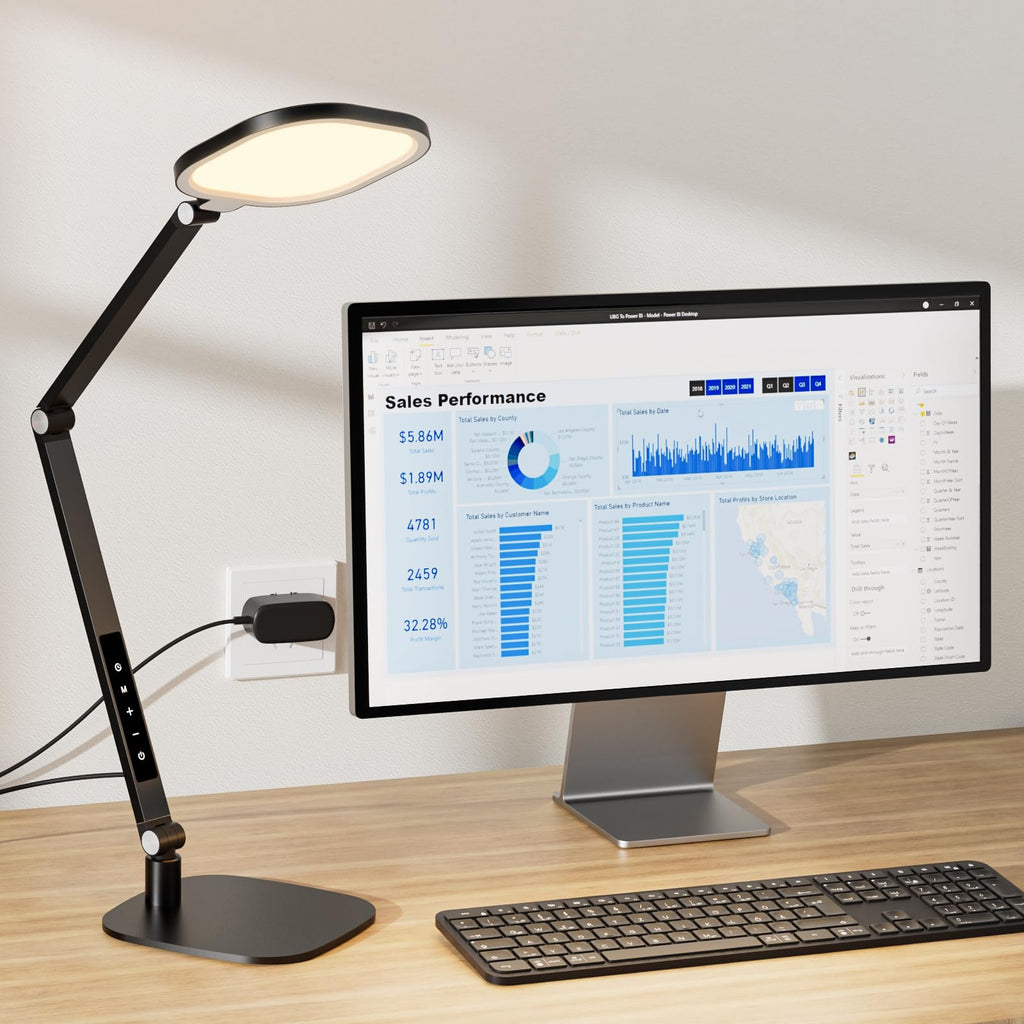 Desk Lamp for Office, 1200LM Computer Zoom Lighting with CRI >95, Memory & Timer Function, Dimmable Desktop Ring Light for Video Calls, Conference, Reading, Streaming, Podcasting, 3000K-6500K