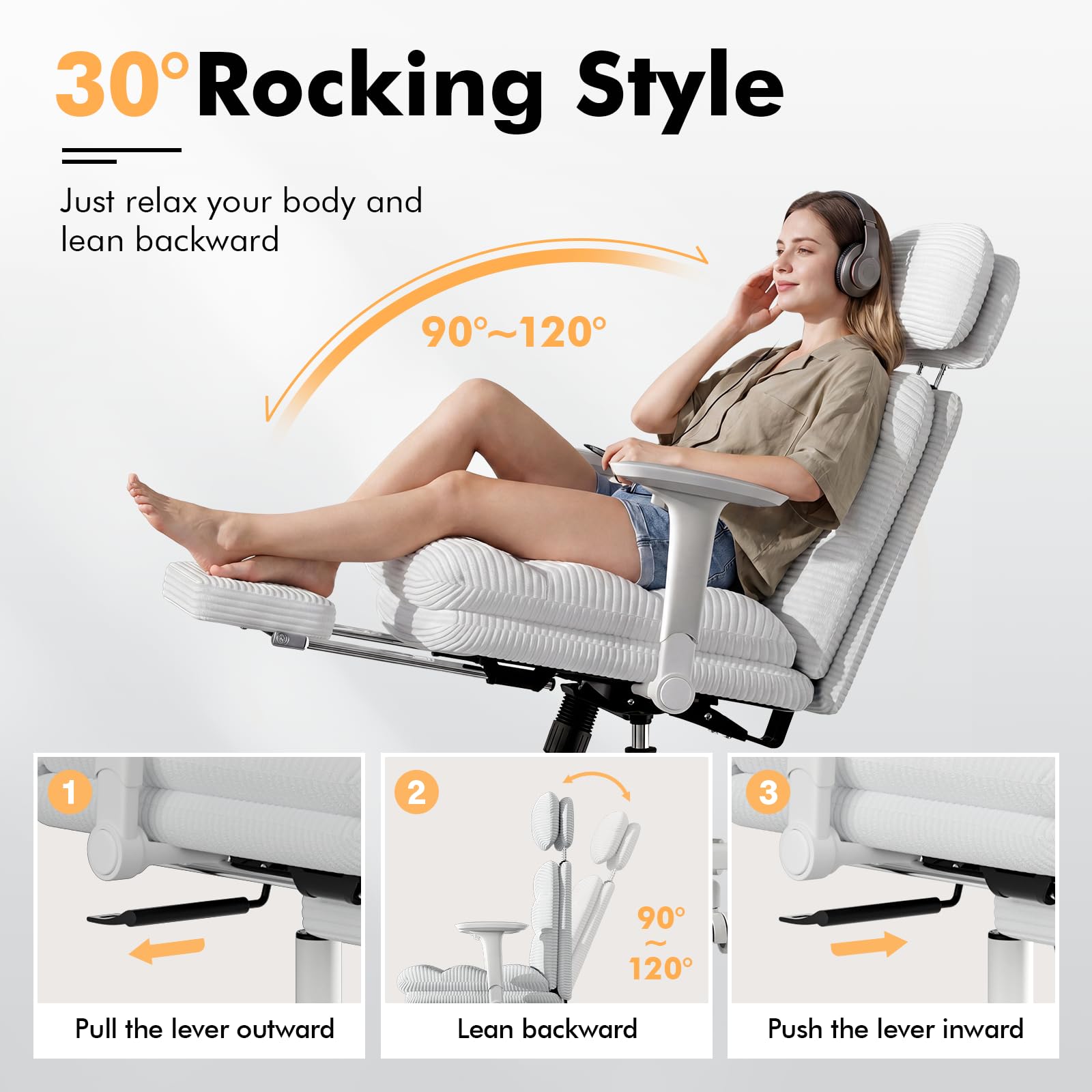 Criss Cross Legged Office Chair with Flip-up Arms, Footrest, G800 Plus