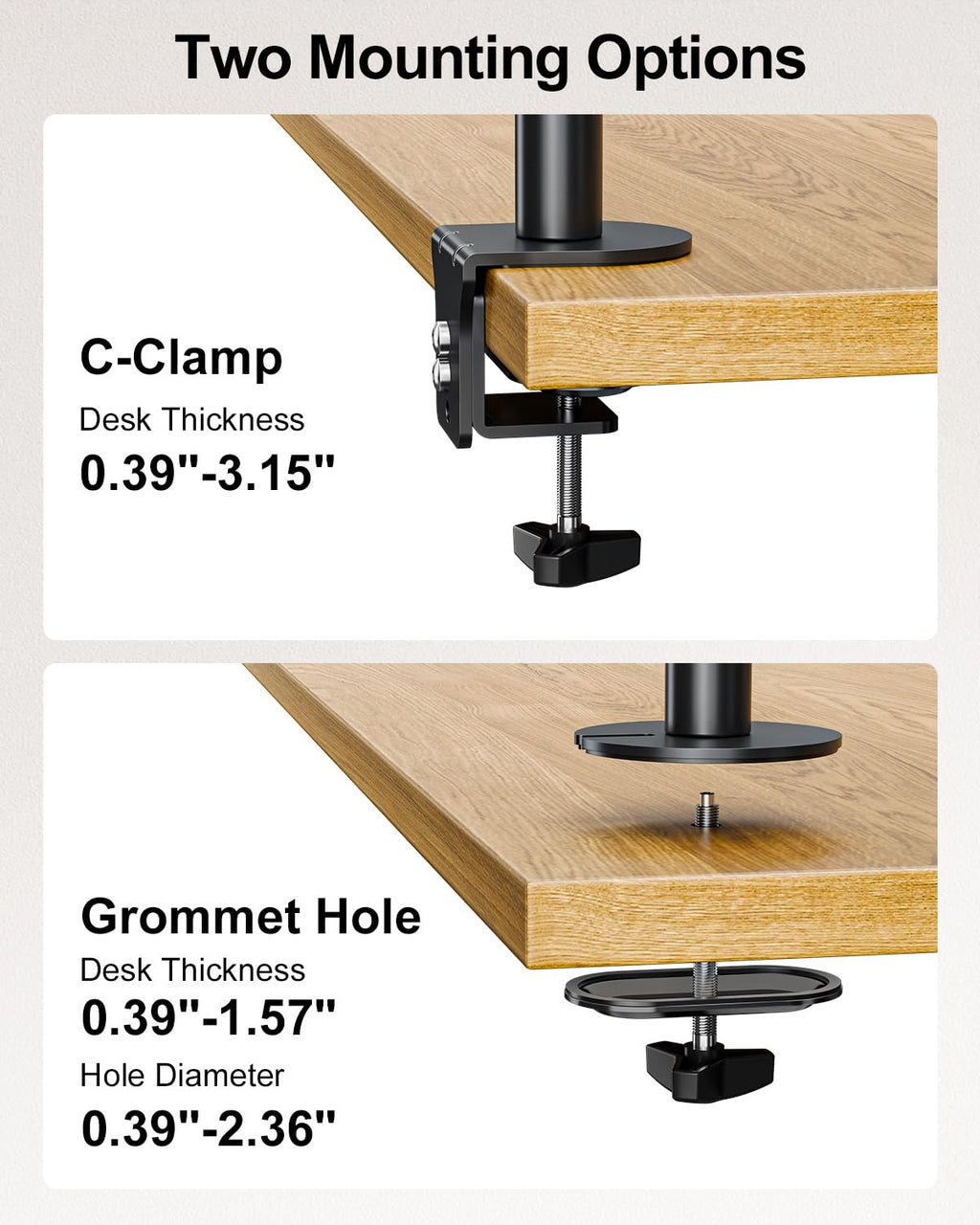 Vertical Dual Monitor Stand, Stacked Monitor Mount for 2 Monitors Up to 32 inches, Computer Monitor Arm with Swivel, Tilt, Height Adjustable, Each Monitor Desk Mount Holds up to 17.6 lbs