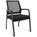 Desk Chair No Wheels, Arm Chair with Ergonomic Lumbar Support and Thickened Seats Cushion, Waiting Room Chairs for Office School Church Guest Reception, Black