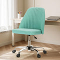 Office Chair, Comfy Desk Chair Rolling Vanity Swivel Task Chairs with Wheels, Wide Seating Armless Height Adjustable Computer Chairs for Home,Bedroom,Student,Adults, Aqua