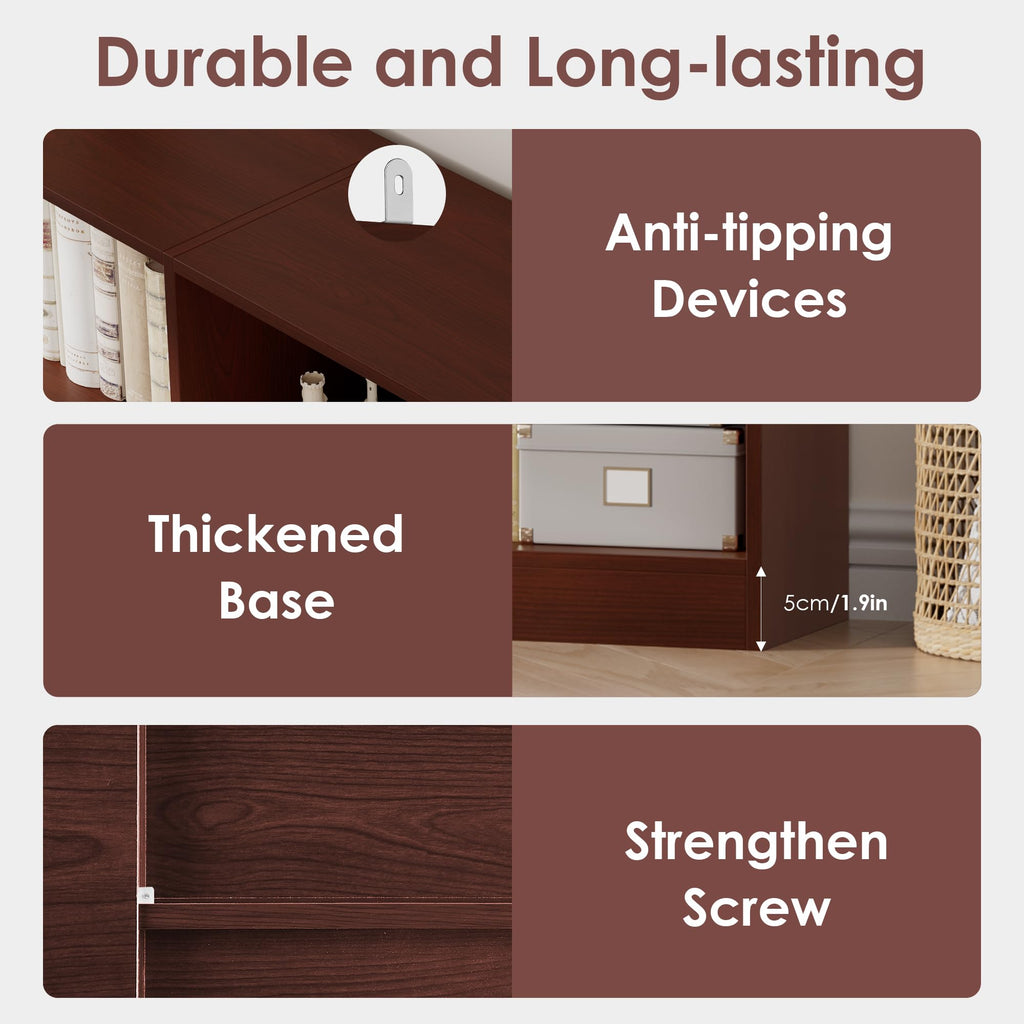 Triple Wide Bookshelf, Large Bookshelf with 17 Display Shelves