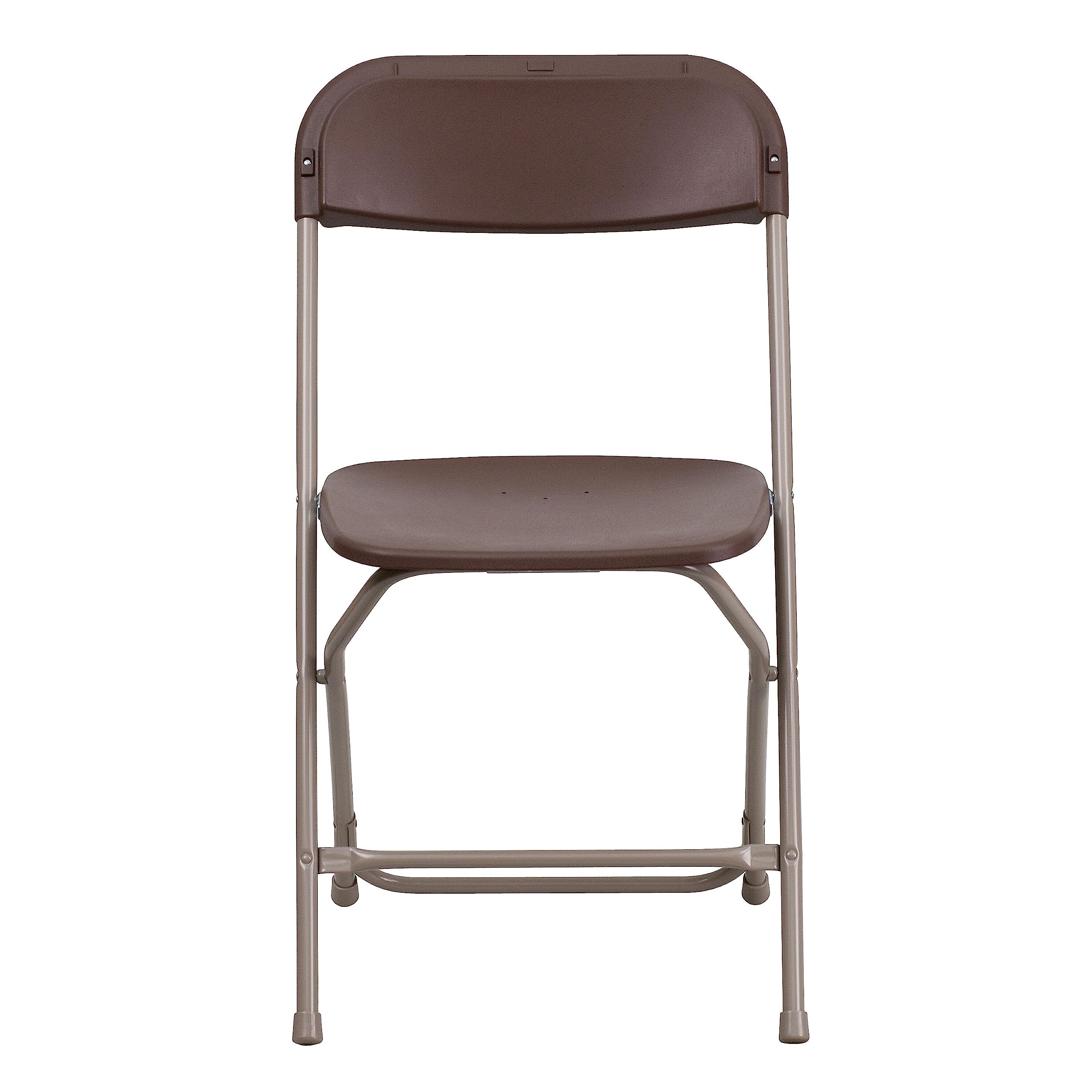 Hercules Series Plastic Folding Chair - - Brown - 650LB Weight Capacity Comfortable Event Chair - Lightweight Folding Chair -