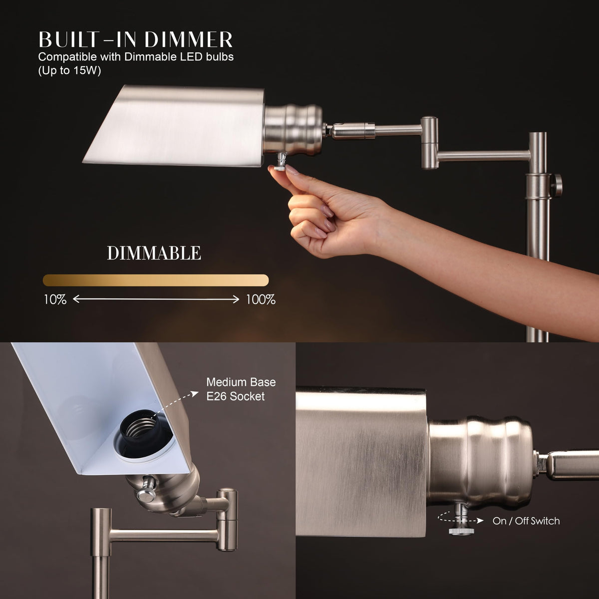 Arcadia Pharmacy Desk Lamp, Brushed Nickel
