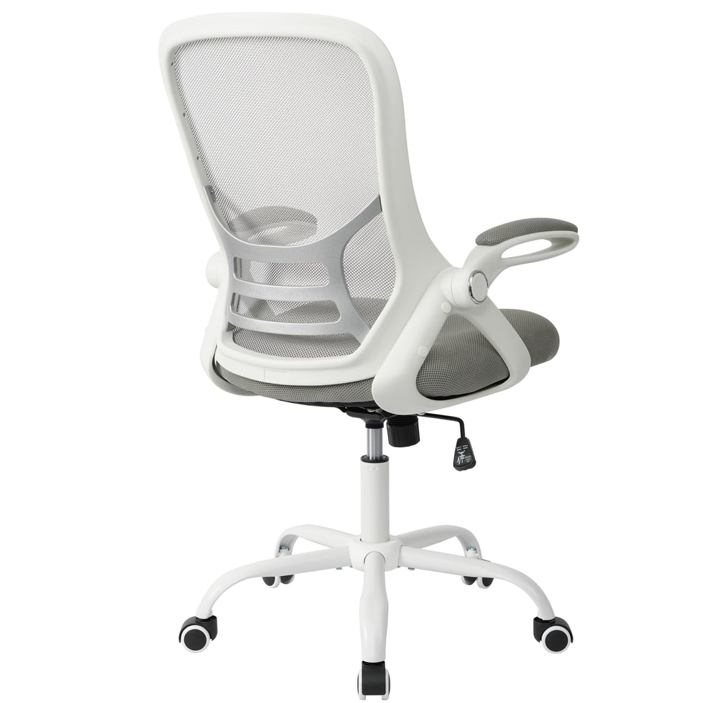 Office Chair Ergonomic Chair with Flip up Armrests, Thickened Seat Computer Chair with Breathable Mesh Back Home Office Computer Chairs for Long Hours Mesh Office Chair(Grey)