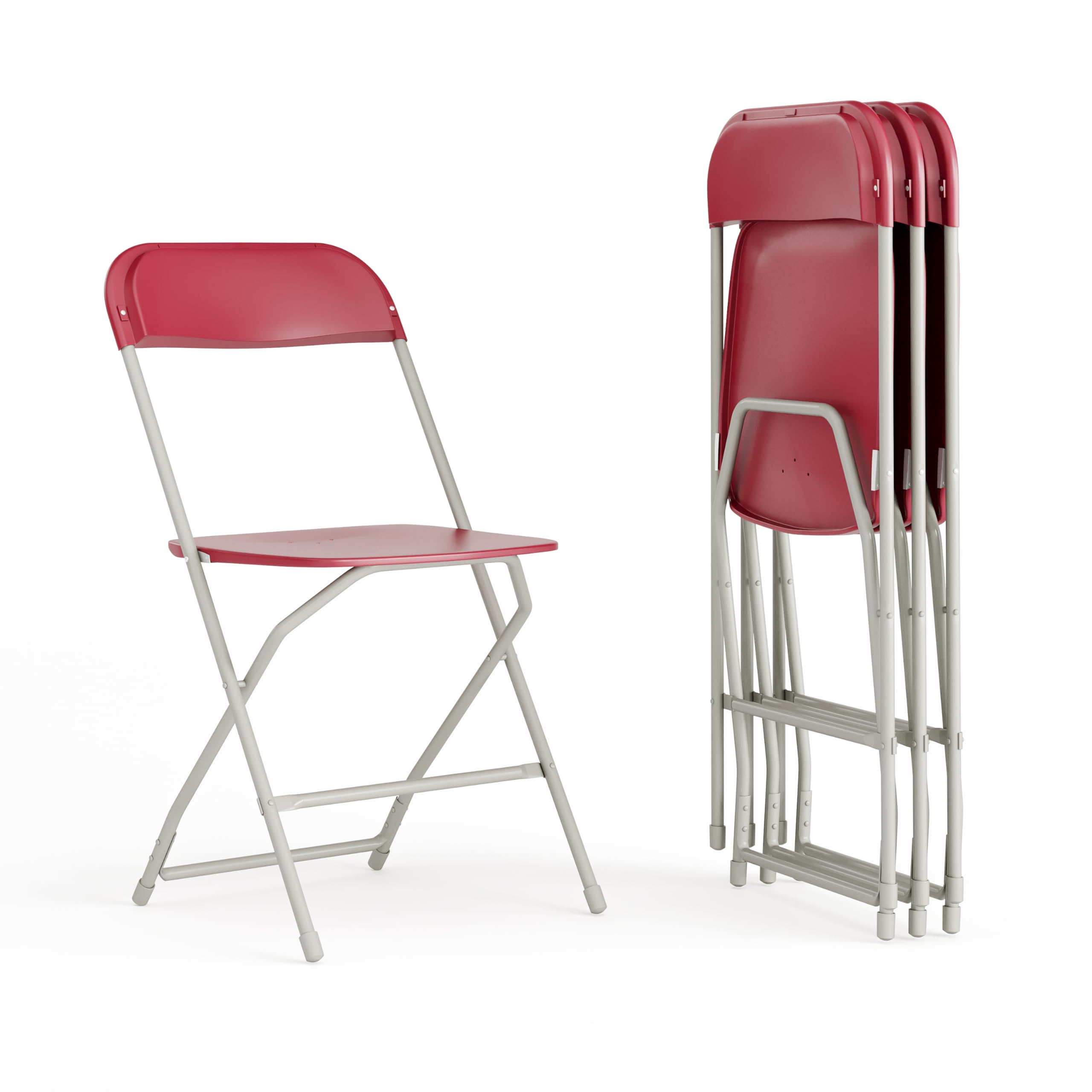 4 Pack, Hercules Series Plastic Folding Chair - Red - 650LB Weight Capacity Comfortable Event Chair-Lightweight Folding Chair