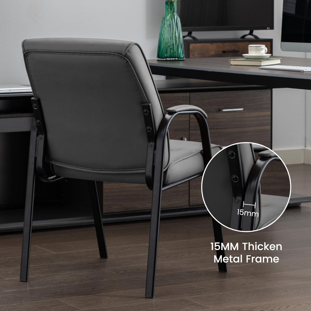 Office Guest Reception Chair Set of 2, Conference Room Chairs Waiting Room Chairs 2 Pack, Modern Leather Office Desk Chair No Wheels.