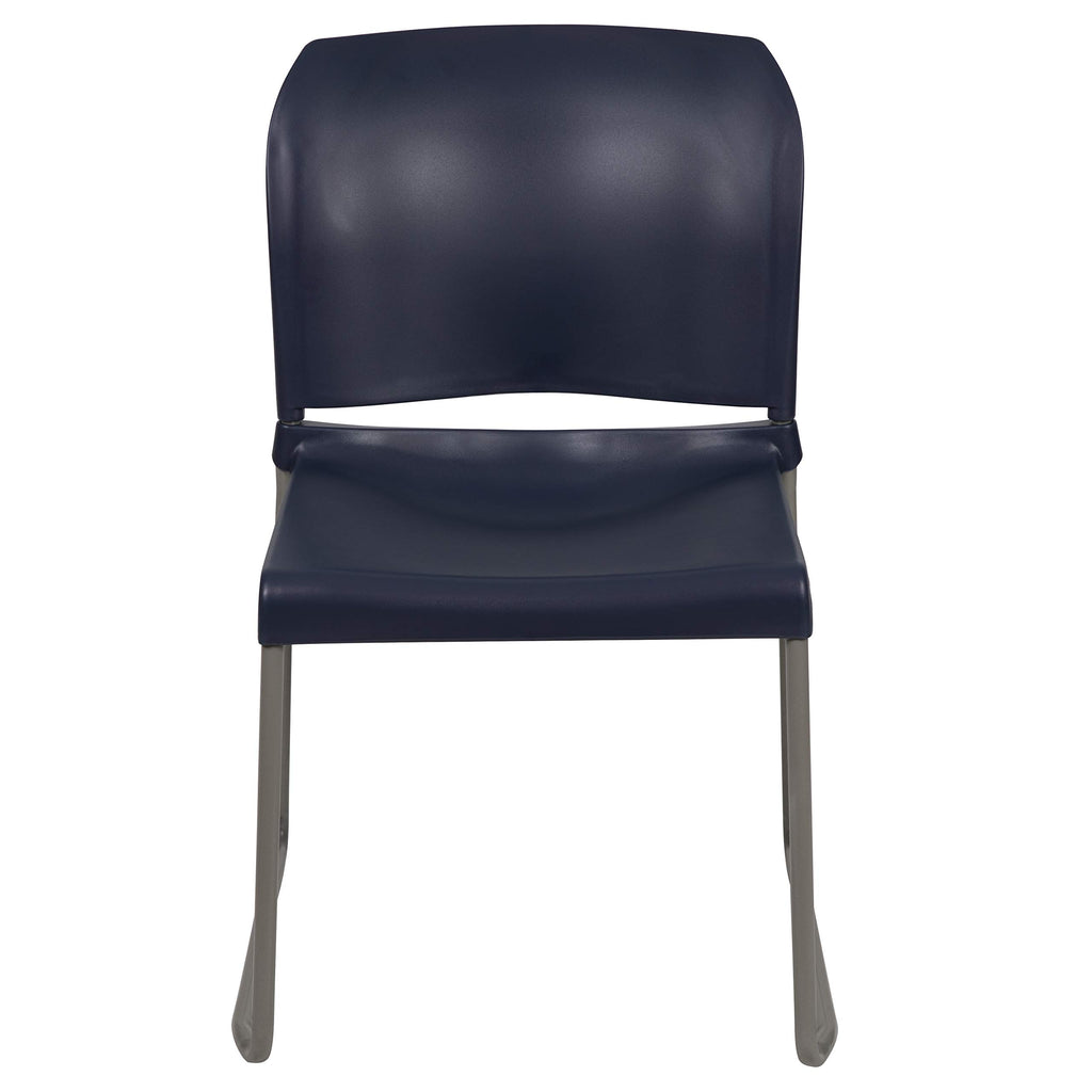 Set of 5, Hercules Series Contoured Stacking Chairs for Waiting Rooms and Offices, Ergonomic Lobby Chairs with Curved Back, Navy