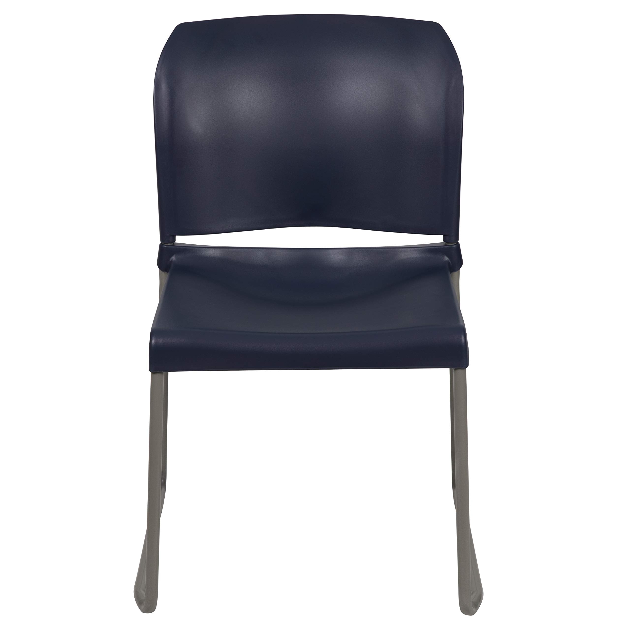 Set of 5, Hercules Series Contoured Stacking Chairs for Waiting Rooms and Offices, Ergonomic Lobby Chairs with Curved Back, Navy